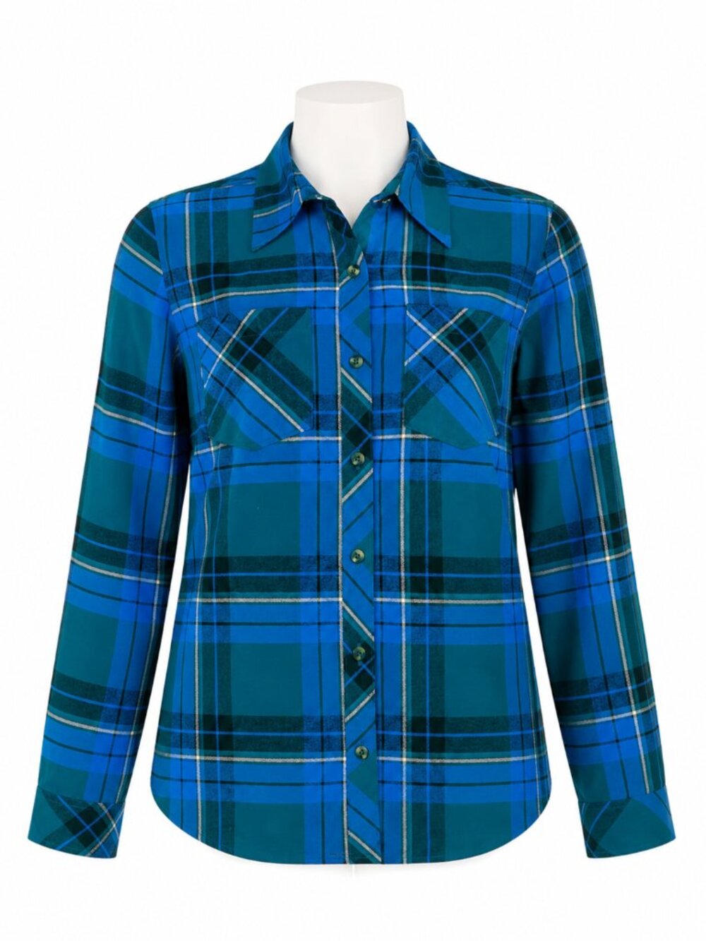 Natural Reflections Blue and Teal Plaid flannel Shirt xl women’s